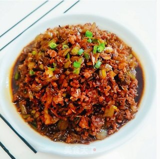 肉末炒（腌）萝卜梗的做法