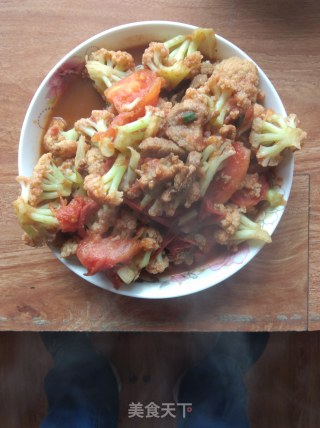 番茄菜花炒牛肉的做法