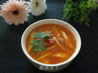 番茄肉丝茭白汤的做法