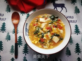 菠菜豆腐蛋花汤的做法