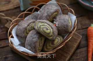 黑米南瓜双色花卷的做法