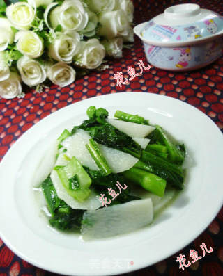 山药炒油菜蕻的做法