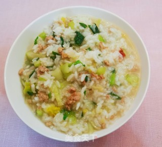 肉末油菜汤泡饭的做法
