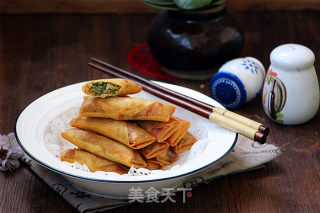 荠菜鲜肉春卷