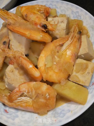 鲜虾炖豆腐的做法