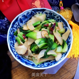 杏鲍菇炒青菜的做法