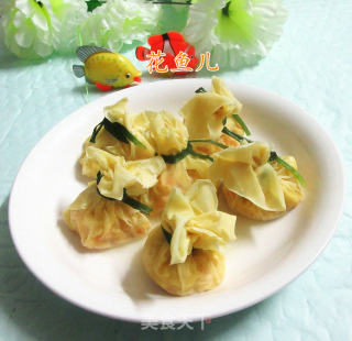 蒸虾仁鸡蛋馅福袋的做法