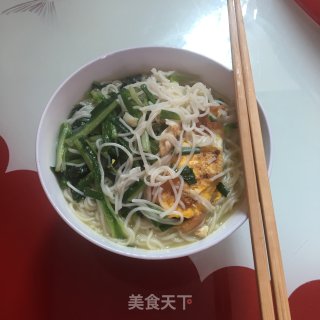 香葱青菜荷包蛋面的做法