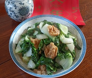 青菜烧油面筋的做法