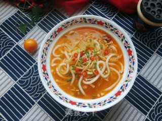 金针菇泡菜乌冬面的做法
