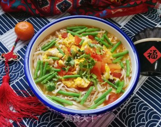 西红柿鸡蛋豆角过水捞面的做法