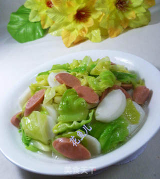牛肉肠圆白菜炒年糕的做法