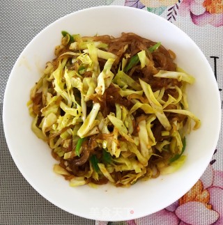 青椒包菜炒粉丝的做法