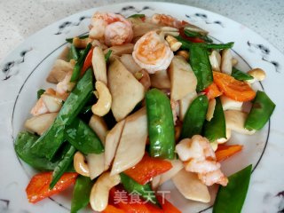 杏鲍菇荷兰豆炒虾球的做法
