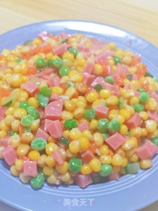 火腿玉米时蔬的做法