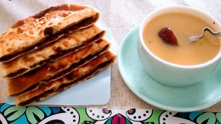 豆沙饼+玉米红枣糊的做法