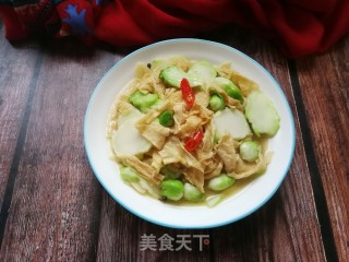 儿菜烩豆腐皮的做法