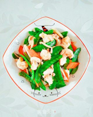 虾仁白玉菇炒荷兰豆的做法