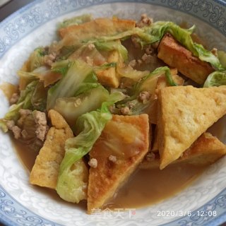 香煎豆腐炒白菜的做法