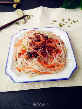 鲍鱼干贝XO酱拌胡萝卜豆芽菜的做法