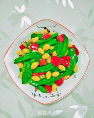 荷兰豆尖椒炒白果的做法