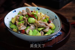 榨菜肉片炒蚕豆的做法