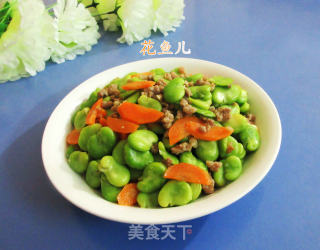 胡萝卜肉末炒蚕豆的做法