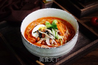 酸辣鸡丝汤面的做法