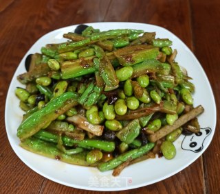 辣豆豉炒毛豆苦瓜的做法