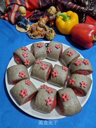 黑芝麻花朵馒头的做法