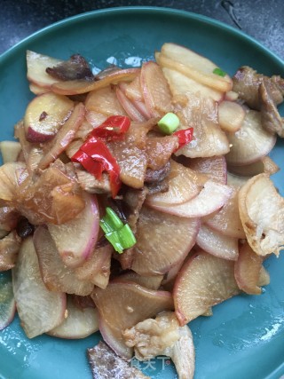 水萝卜炒肉片的做法