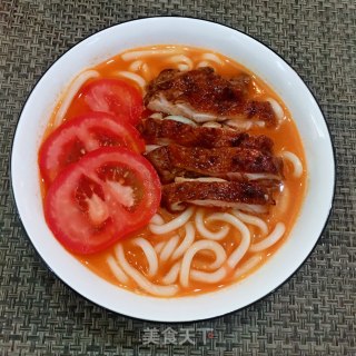 黑椒鸡腿肉番茄乌冬面的做法
