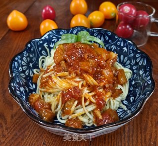 西红柿茄子酱拌面的做法