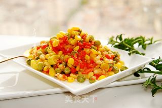 豌豆玉米粒炒虾仁的做法
