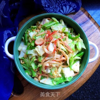 蚝油包菜炒蟹柳的做法