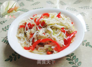 红椒韭菜芽炒银鱼的做法