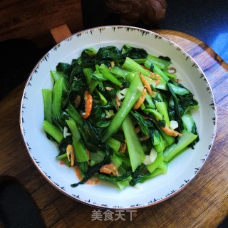 虾干炒青菜的做法