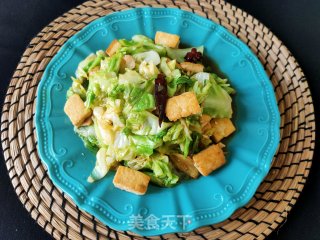 肉片豆腐炒圆白菜的做法