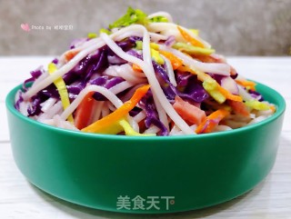 #面食#紫甘蓝香肠蛋丝炒面的做法