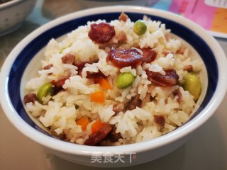 腊肠青豆饭的做法