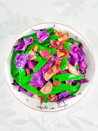 菏兰豆炒紫甘蓝的做法