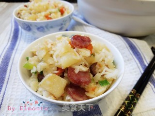 腊味土豆煲仔饭的做法