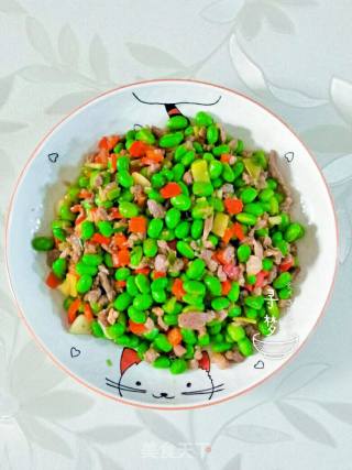 甜椒肉末炒毛豆的做法