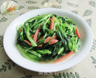 火腿肠炒鸡毛菜的做法