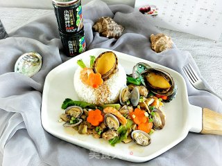 鲍鱼螺肉海鲜饭的做法