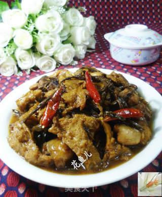 豇豆干烤麸烧鸡块的做法