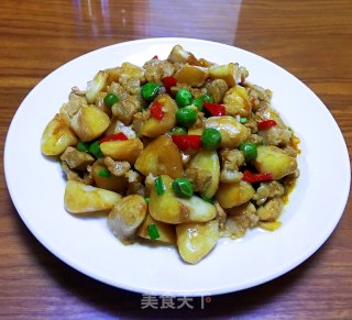 肉末豌豆炒菱角的做法