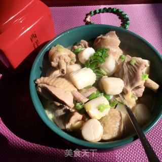 “炖菜”鲜贝炖土鸡腿的做法