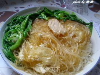 肉片茼蒿蛋蒸粉丝的做法步骤：8