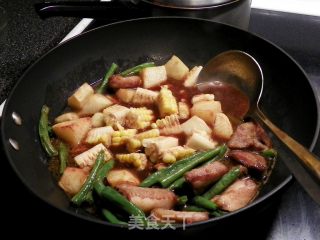 农家四宝（排骨 土豆 玉米 四季豆）的做法步骤：6